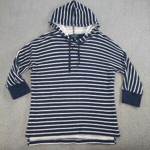 Lauren Jeans Co. Pullover Hoodie Ralph Lauren Womens Large Blue Striped Nautical